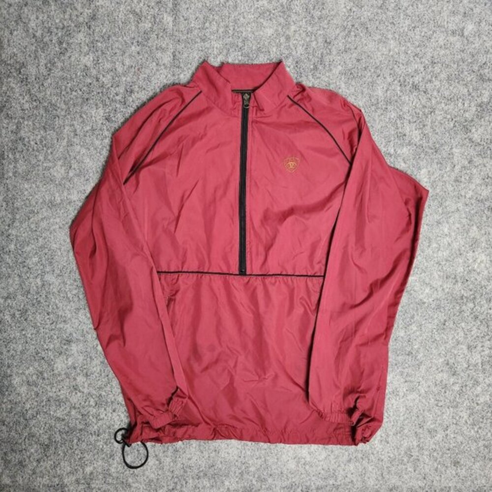 Ariat Windbreaker Jacket Men‎ M Red Half Zip Pullover Outdoor Hiking Long Sleeve